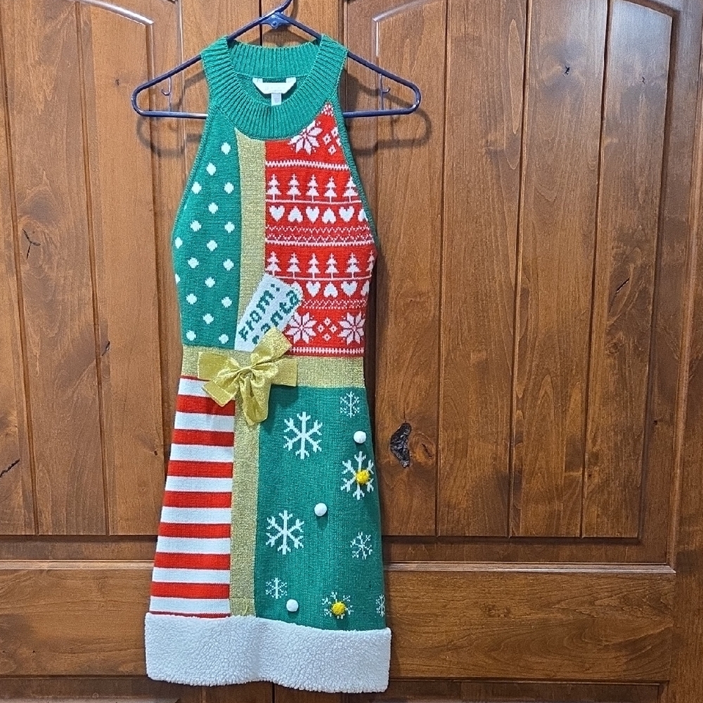 Festive Green and Red Holiday Dress